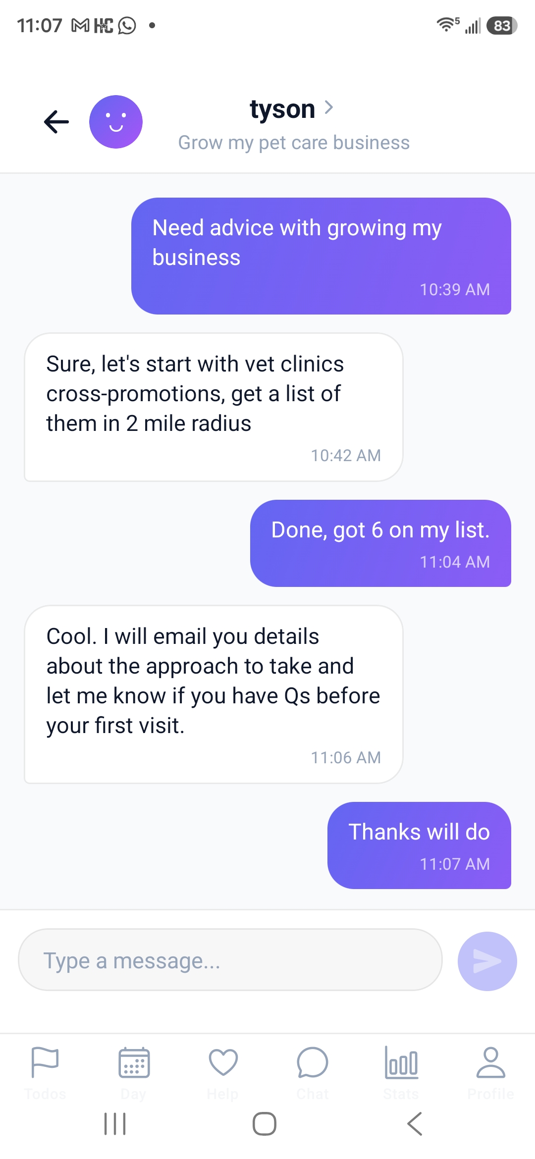 In-app chat with a helper in HelpDo